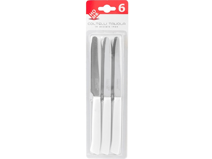 SET 6 COLTELLI TAVOLA M/BIANCO 24TF