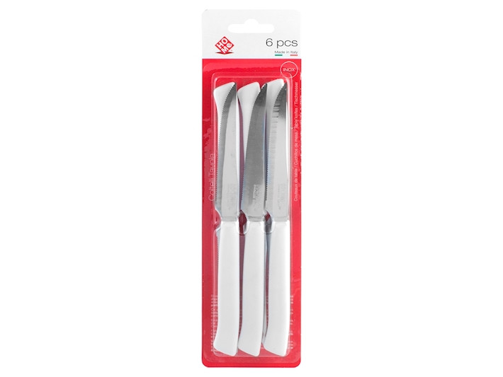 SET 6 COLTELLI BISTECCA M/BIANCO 11CM