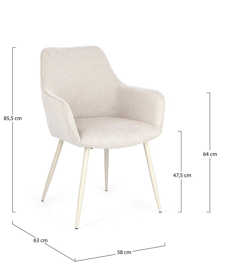 SEDIA C/BR CORA BEIGE/BEIGE