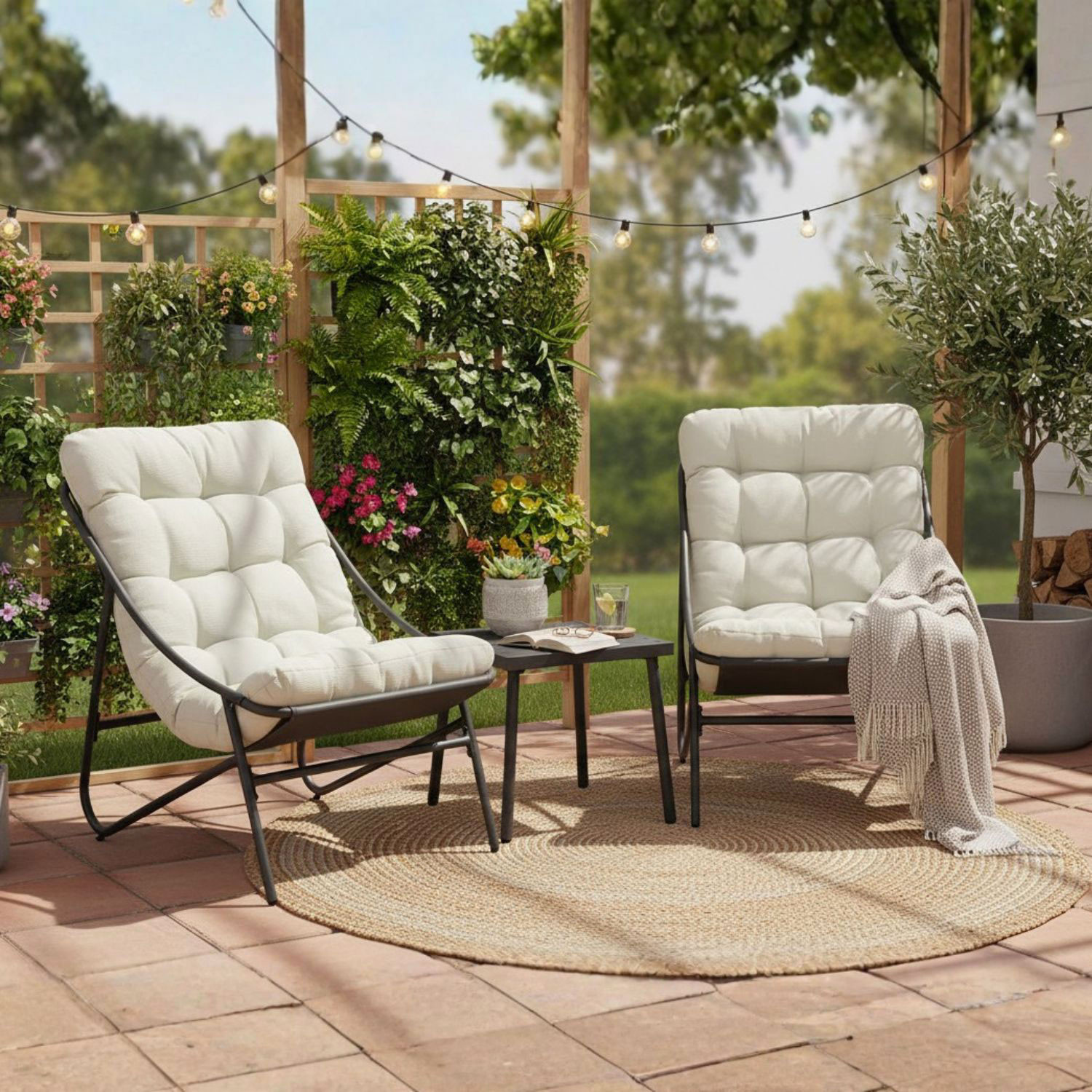 2 POLTRONE CON TAVOLINO ESTERNO