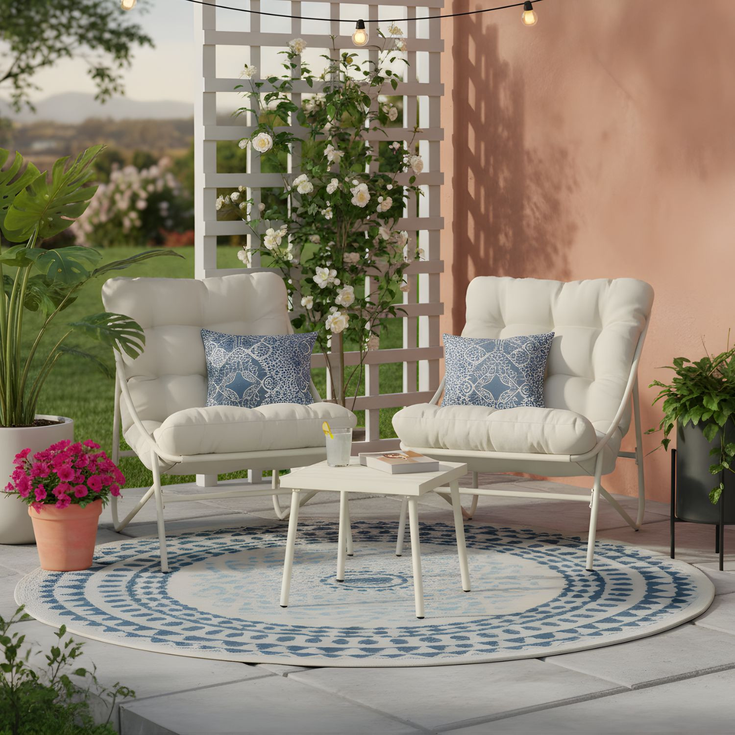 SET GIARDINO 2POLTRONE+TAVOLINO CREMA