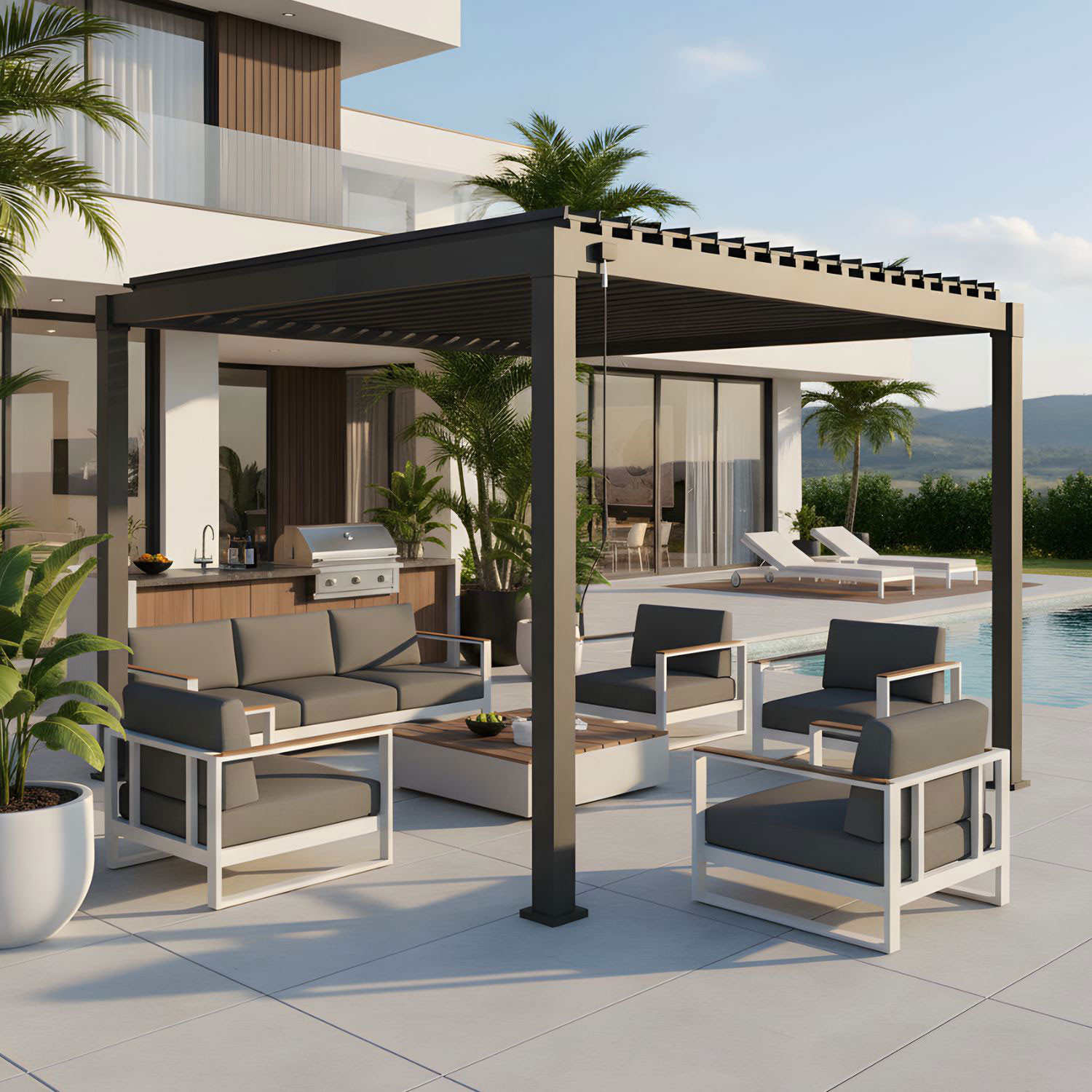 PERGOLA IN FERRO GARDA MT.3X3 ANTRACITE