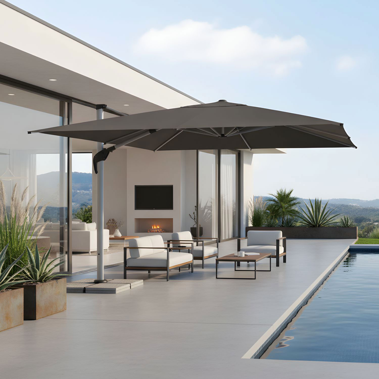 OMBRELLONE A BRACCIO ARIES 4X4 ANODIZZATO-GRIGIO