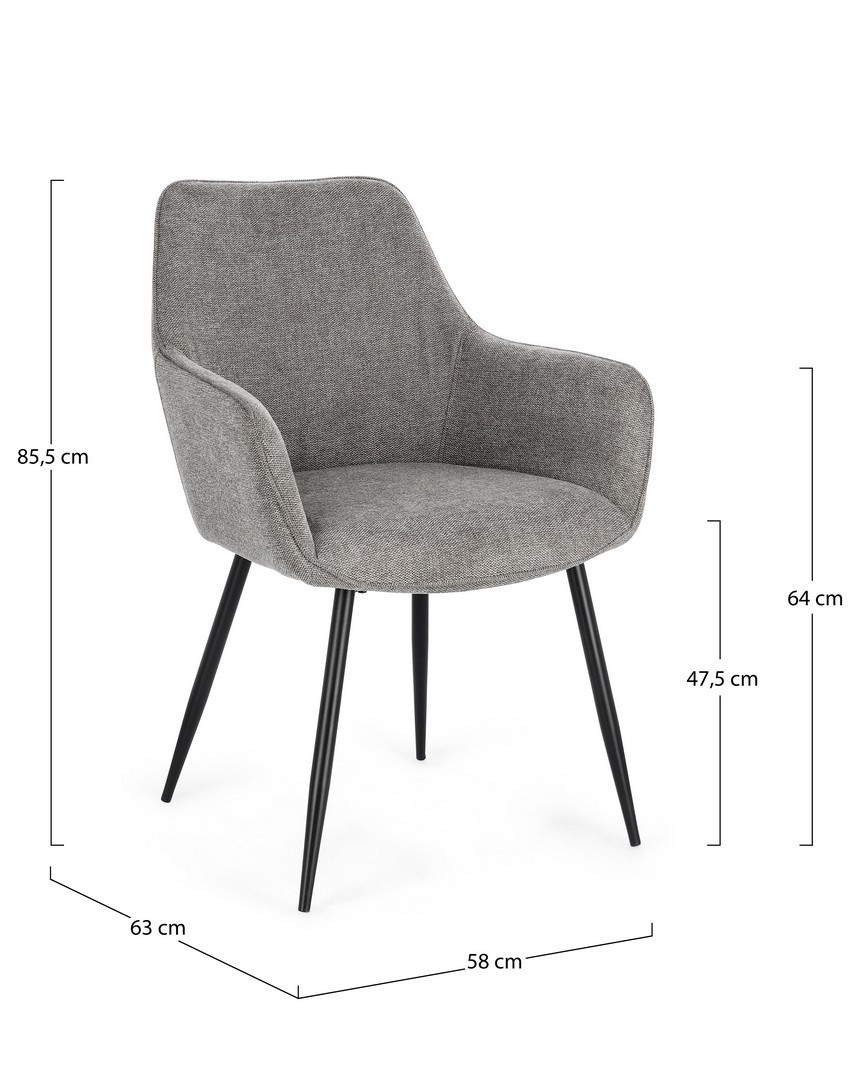 SEDIA C/BR CORA NERO/GRIGIO SCURO