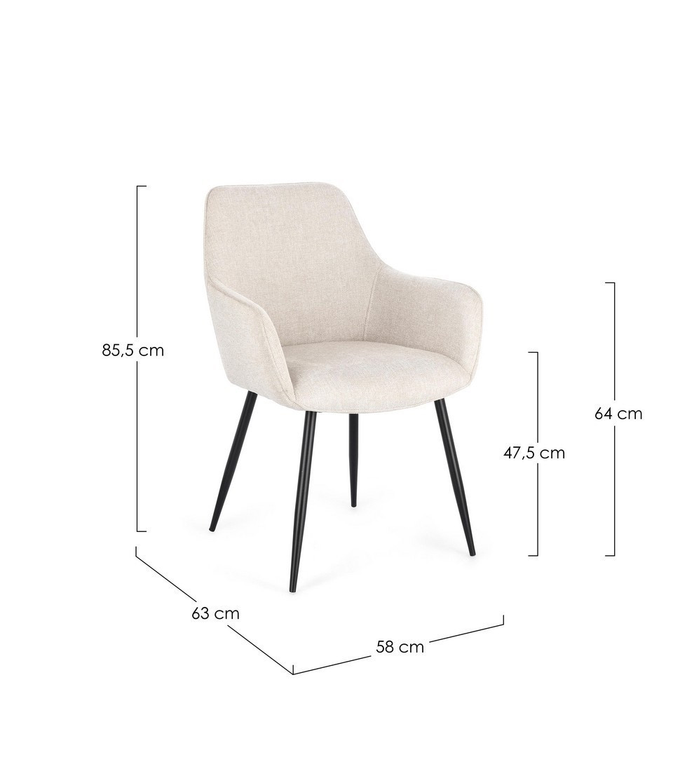 SEDIA C/BR CORA NERO BEIGE
