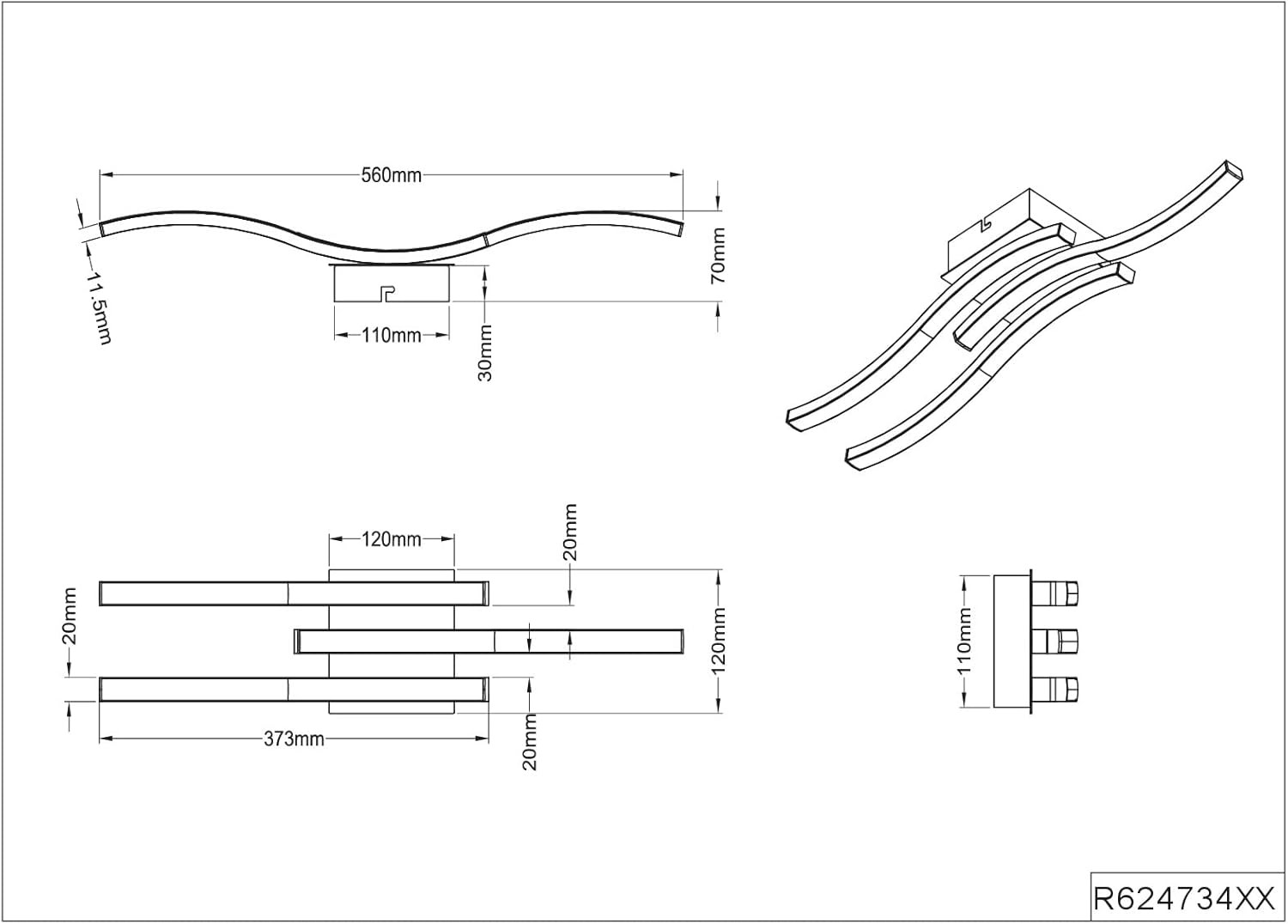 ROUTE PLAFONIERA 3LED CM.45 15W 4000K ACCIAIO