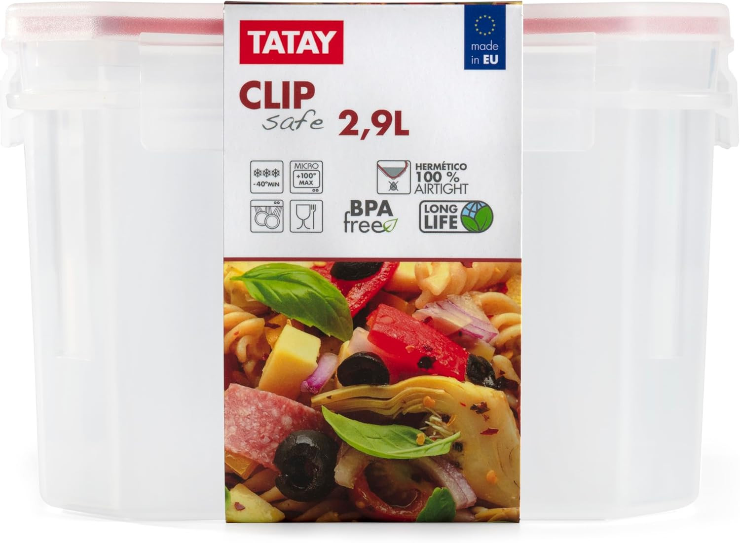 CONT.QUAD.2.9 L CLIP SAFE TRAS/VERDE