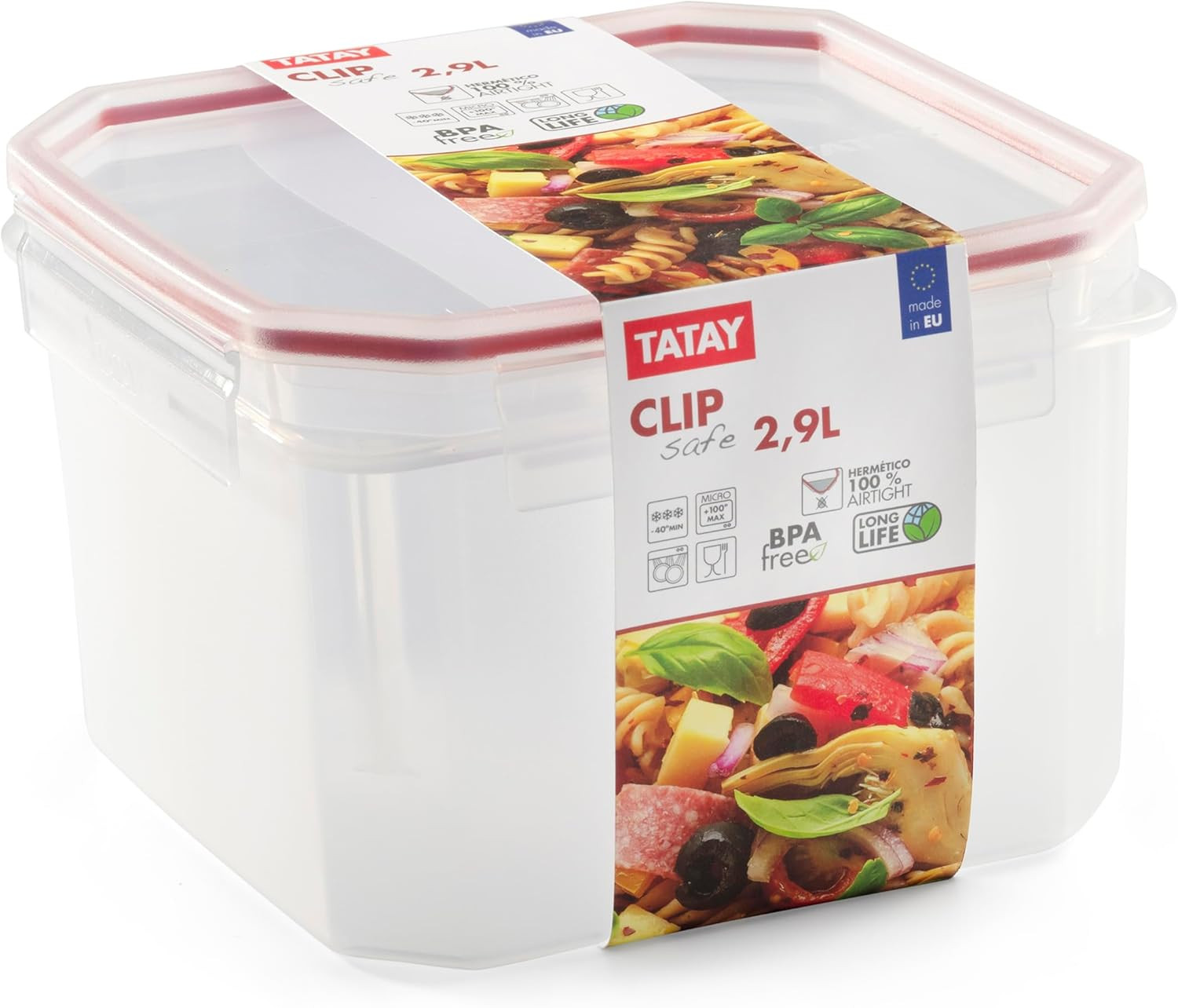 CONT.QUAD.2.9 L CLIP SAFE TRAS/VERDE