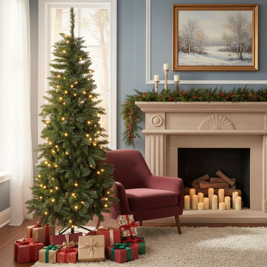 ALBERO NATALE SLIM PVC CM.210 CON 260 LED 892 PUNT