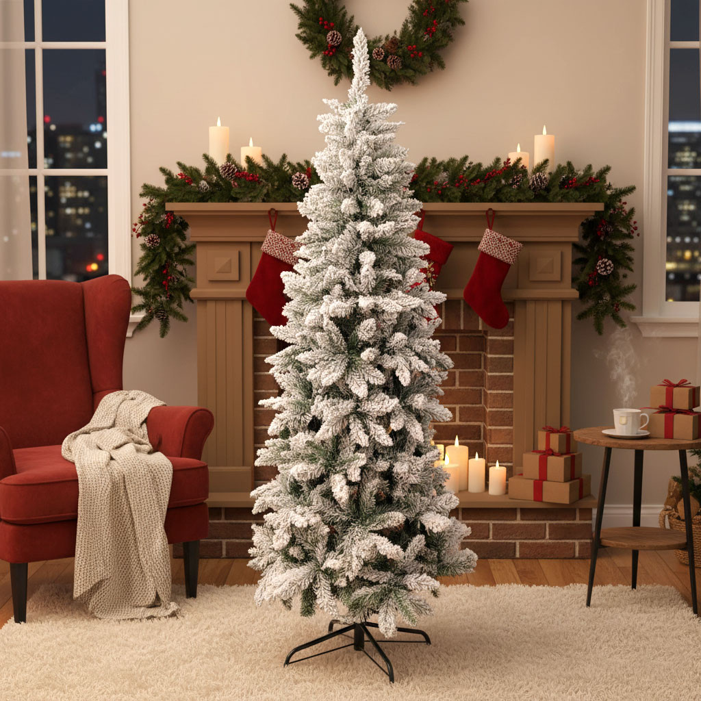 ALBERO NATALE SLIM INNEVATO CM.180 PVC 629 PUNTE