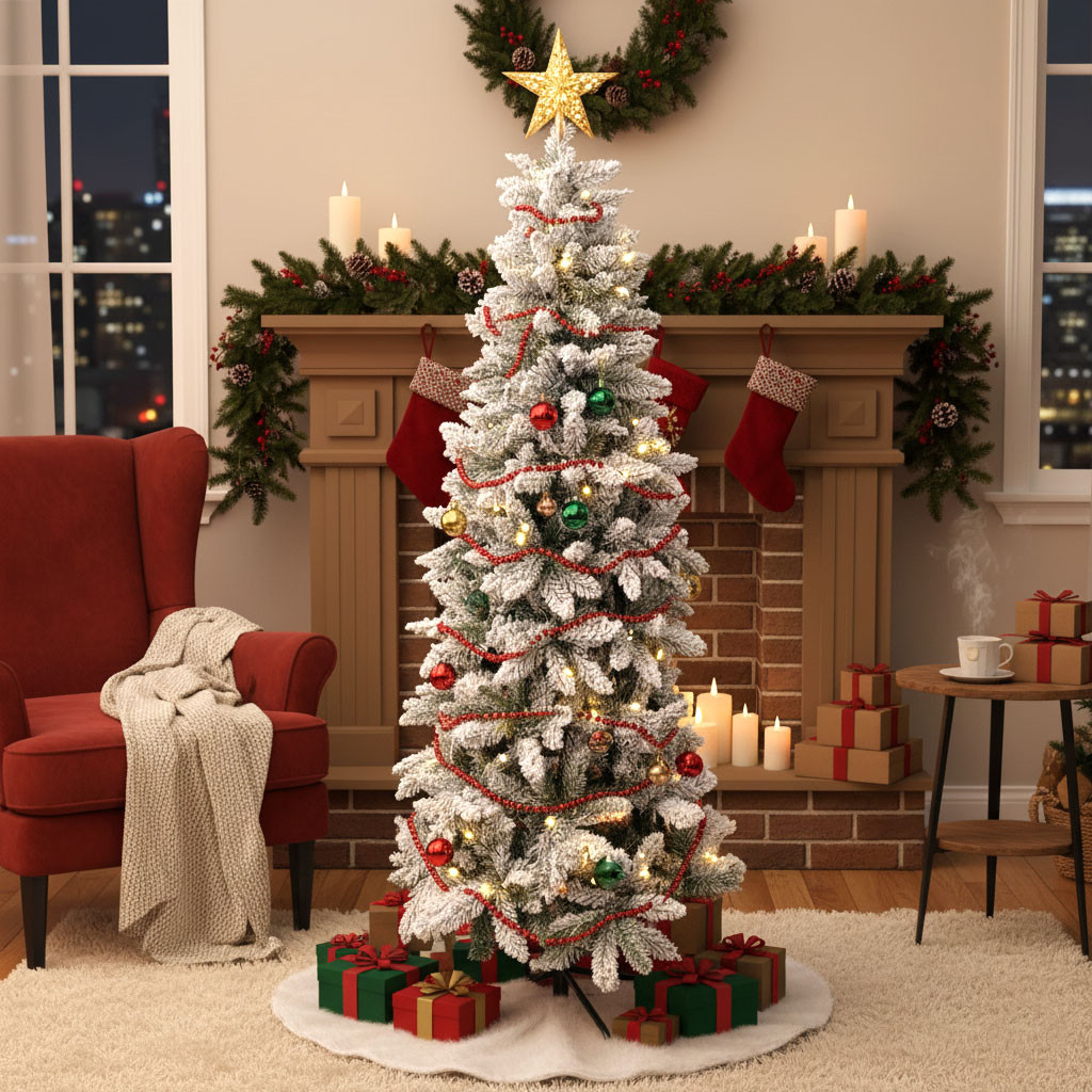 ALBERO NATALE SLIM INNEVATO CM.210 PVC 892 PUNTE