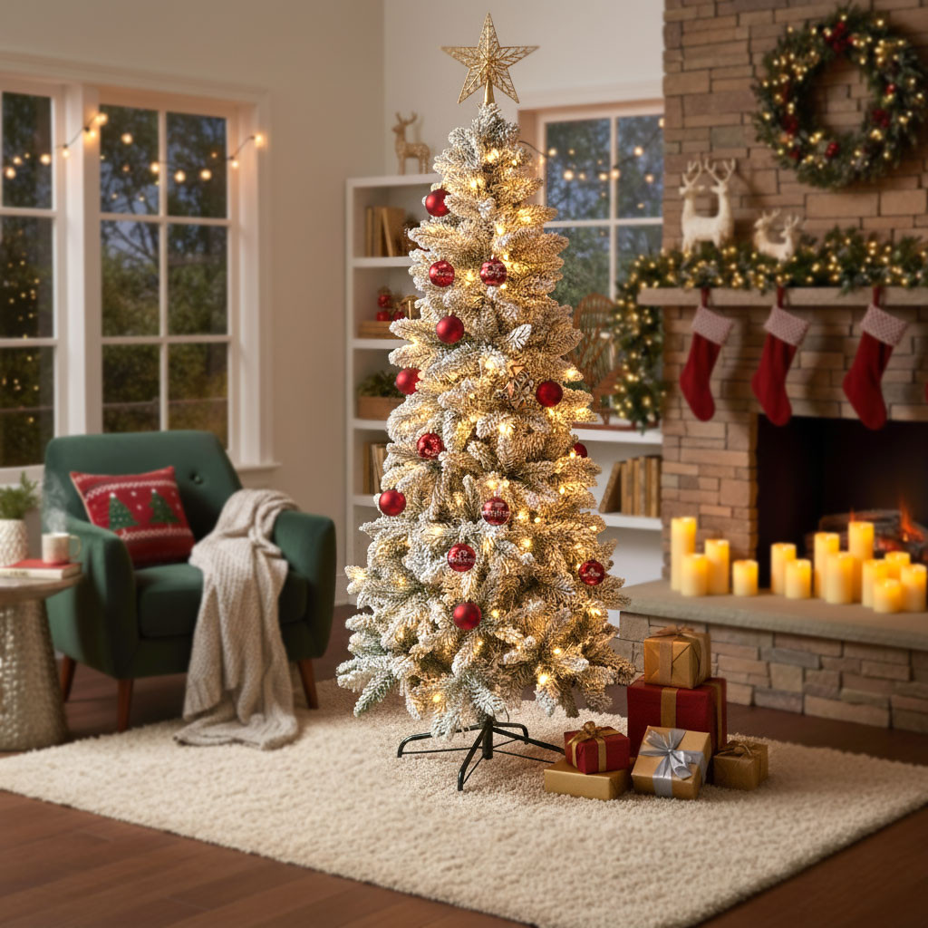 ALBERO NATALE SLIM INNEV.CM.210 C/260 LED 892 PUNT