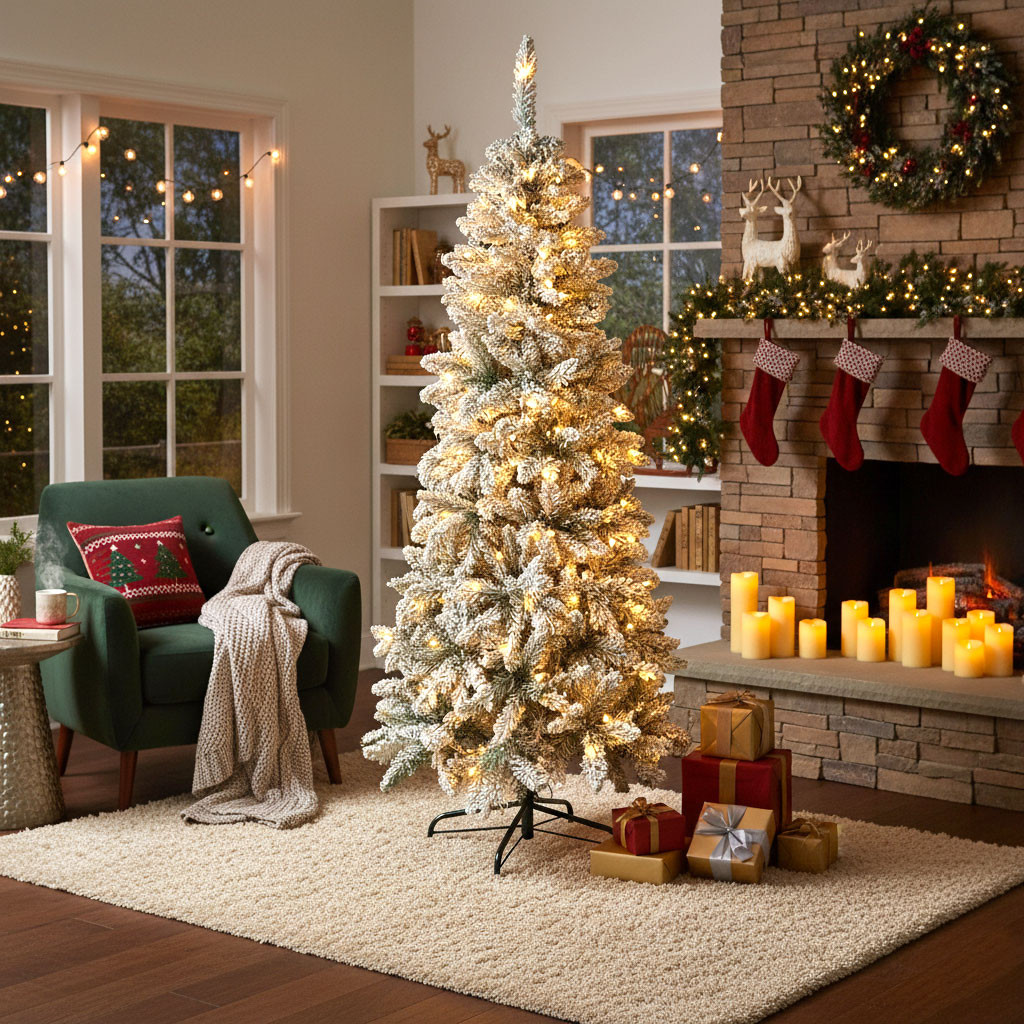 ALBERO NATALE SLIM INNEV.CM.210 C/260 LED 892 PUNT