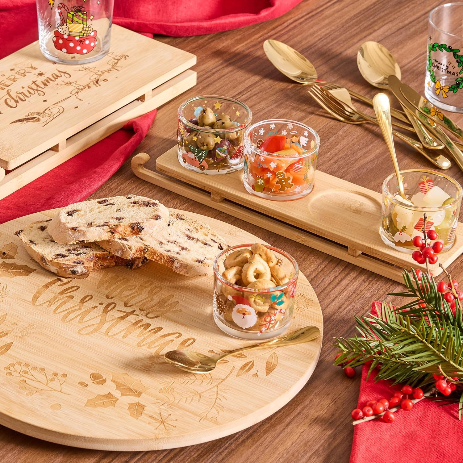 SET4 BICCHIERI+VASS.NATALE SLITTA
