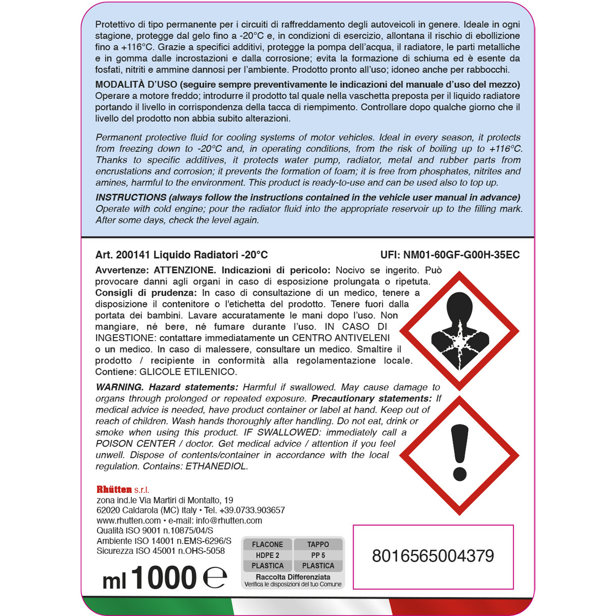 LIQUIDO RADIATORI -20° LT.1