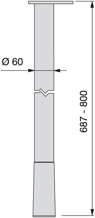 GAMBE PER TAVOLO D.60MM.H.687/800 ALLUMINIO