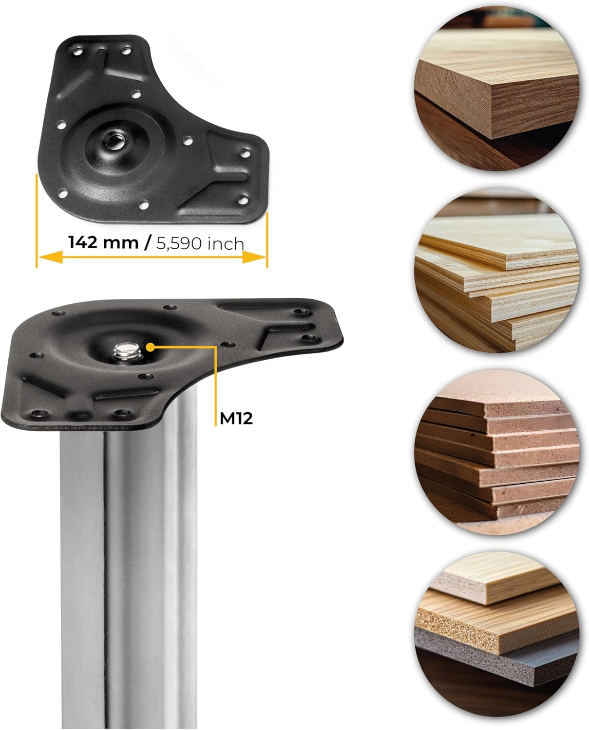 SET4 GAMBE PER TAVOLO D.6 CROMO LUCIDO