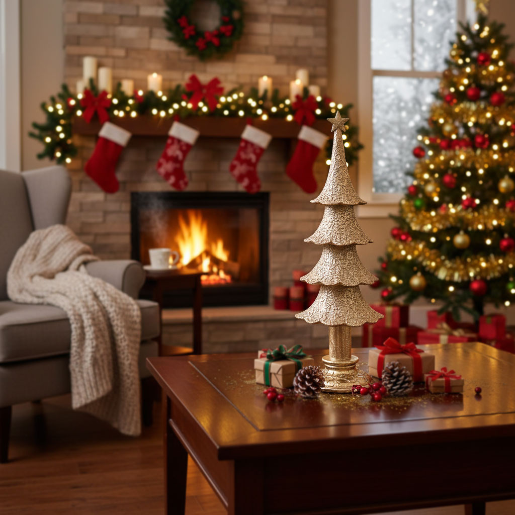 ALBERO DECORATO 49CM ORO