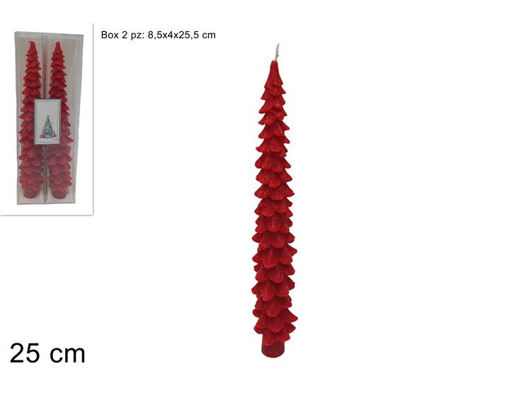 CANDELE ALBERO 25CM ROSSO PZ.2