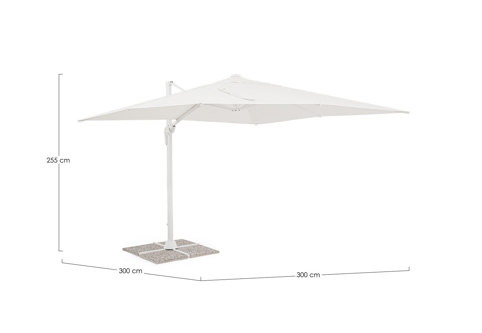 OMBRELLONE A BRACCIO VEGA 3X3 BIANCO