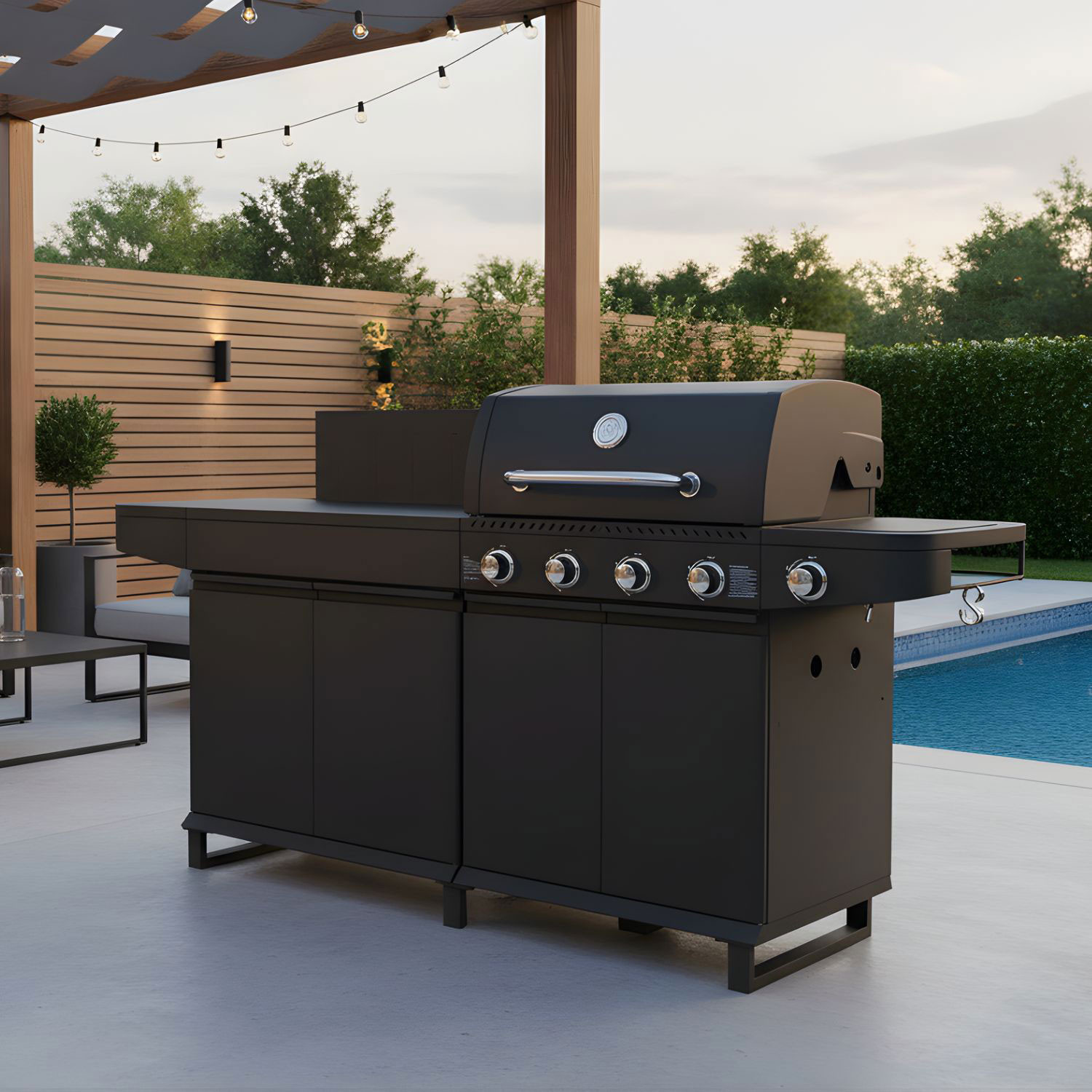 CUCINA A GAS MERITA ANTRACITE CM.216X57 H.116