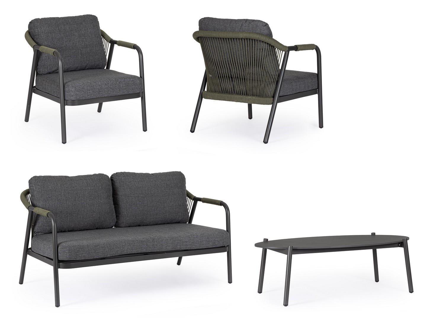 SALOTTO C-C MIRAVET ANTRACITE/VERDE