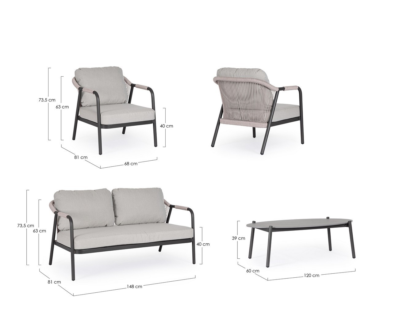 SALOTTO C-C MIRAVET ANTRACITE/KHAKI