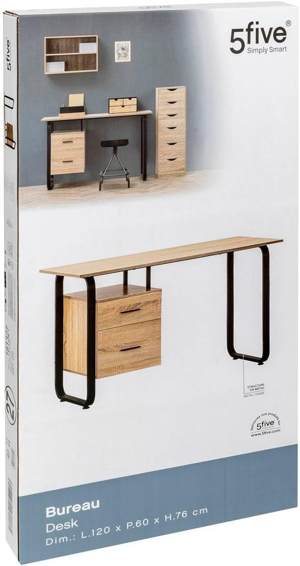 SCRIVANIA METALLO C/CASS.EFF.LEGNO