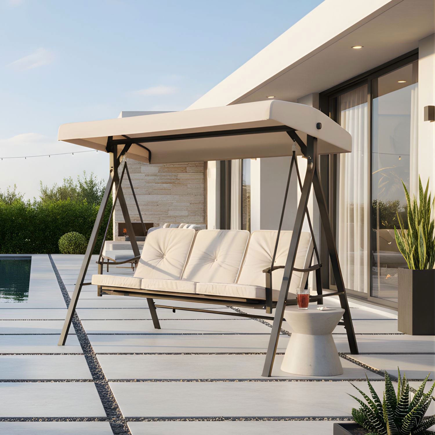 DONDOLO 3P CON CUSCINI TAURUS GRIGIO CHIARO