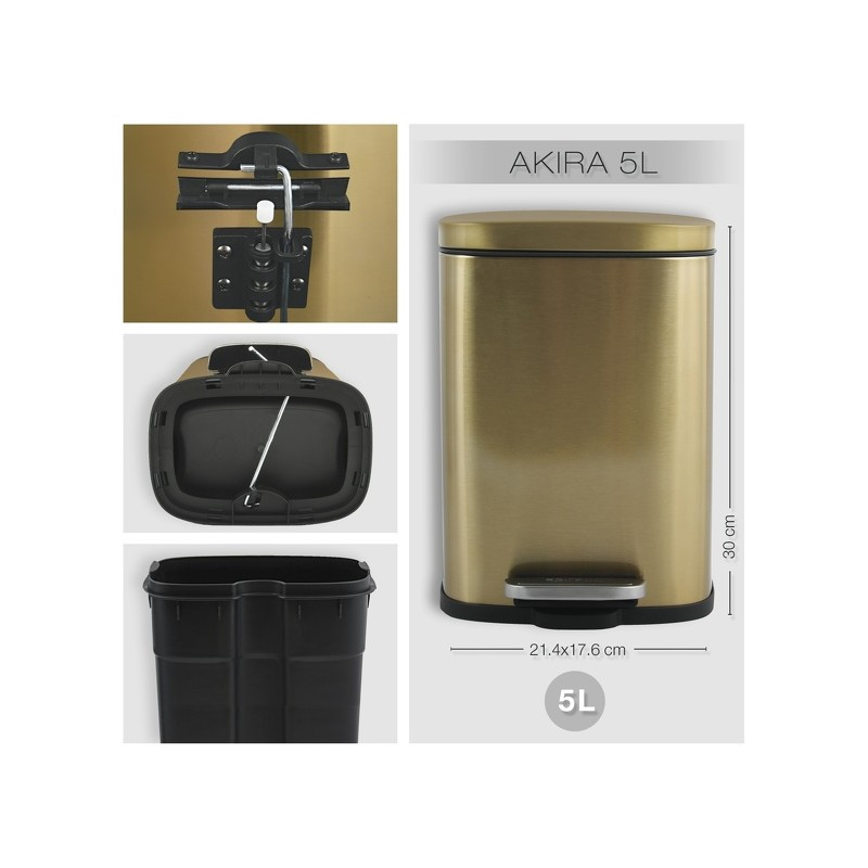 PATTUMIERA A PEDALE AKIRA 5LT.ORO