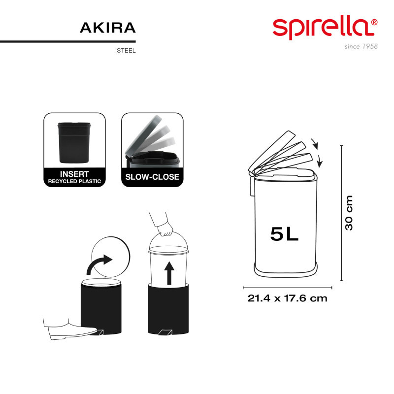 PATTUMIERA A PEDALE AKIRA 5LT.ORO