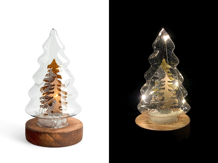 ALBERO IN VETRO LED NATALE H.16