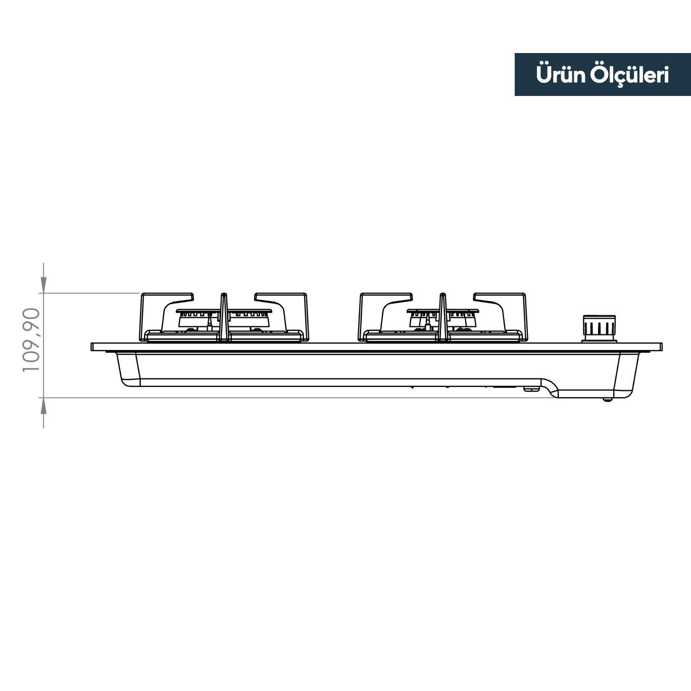 PIANO COTTURA IN VETRO ANTRACITE GHISA CM.60 LUCID