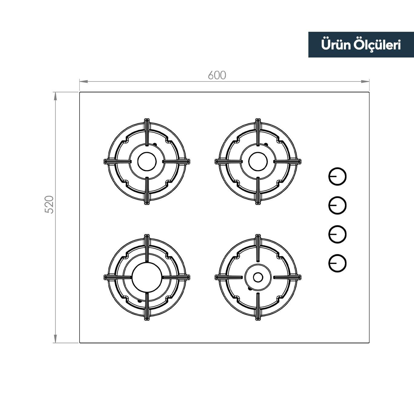 PIANO COTTURA VETRO NERO 60 LISCIO
