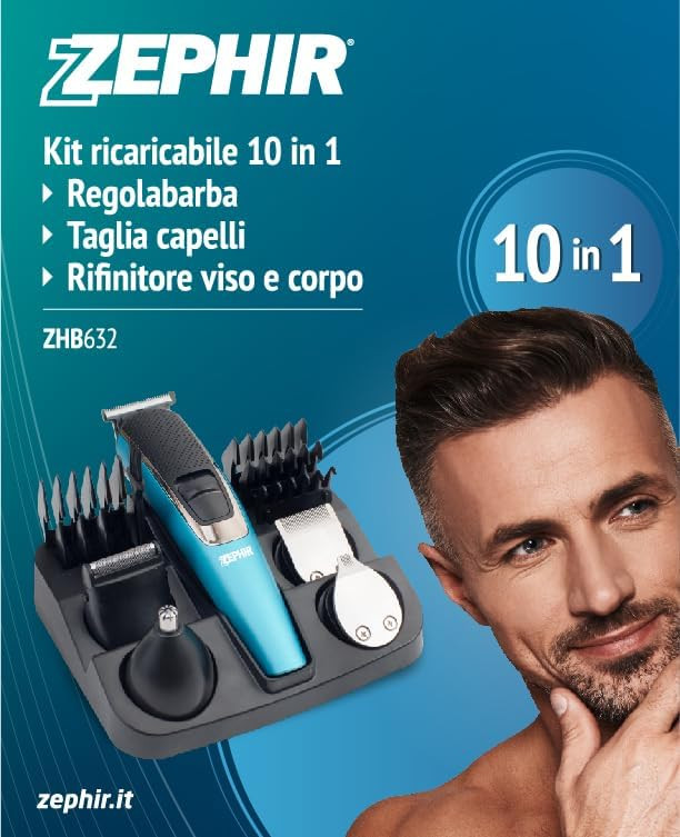 TAGLIA CAPELLI REGOLA BARBA 10 IN 1 RICARICABILE
