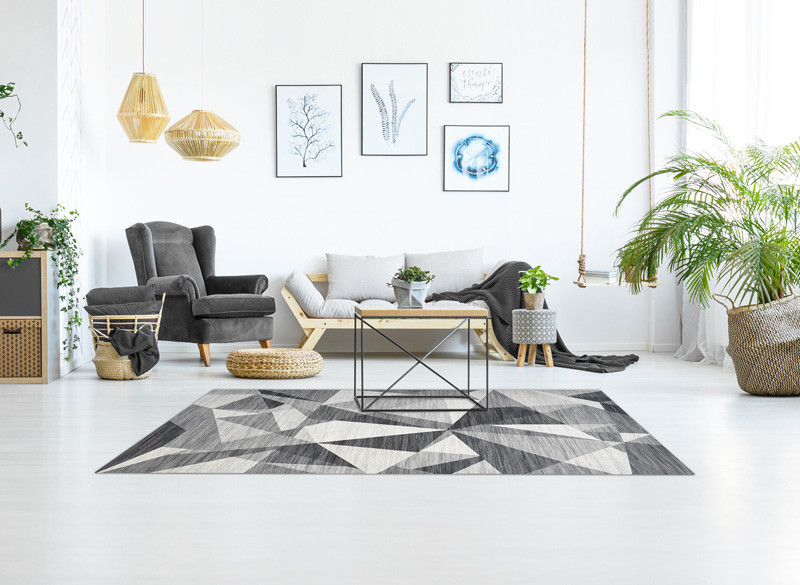 TAPPETO LUNA CM.60X120 ASTRATTO GRIGIO/BIANCO