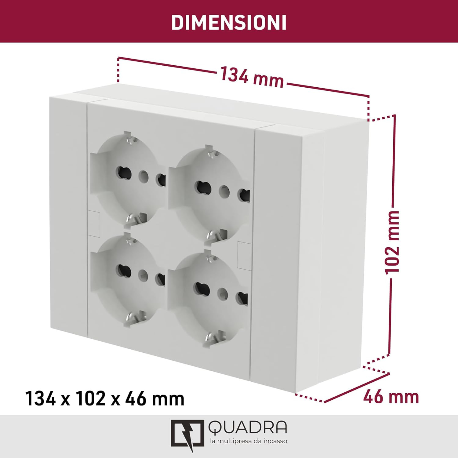 MULTIPRESA INCASSO 4PRESE P40 BIANCA+SCATOLA