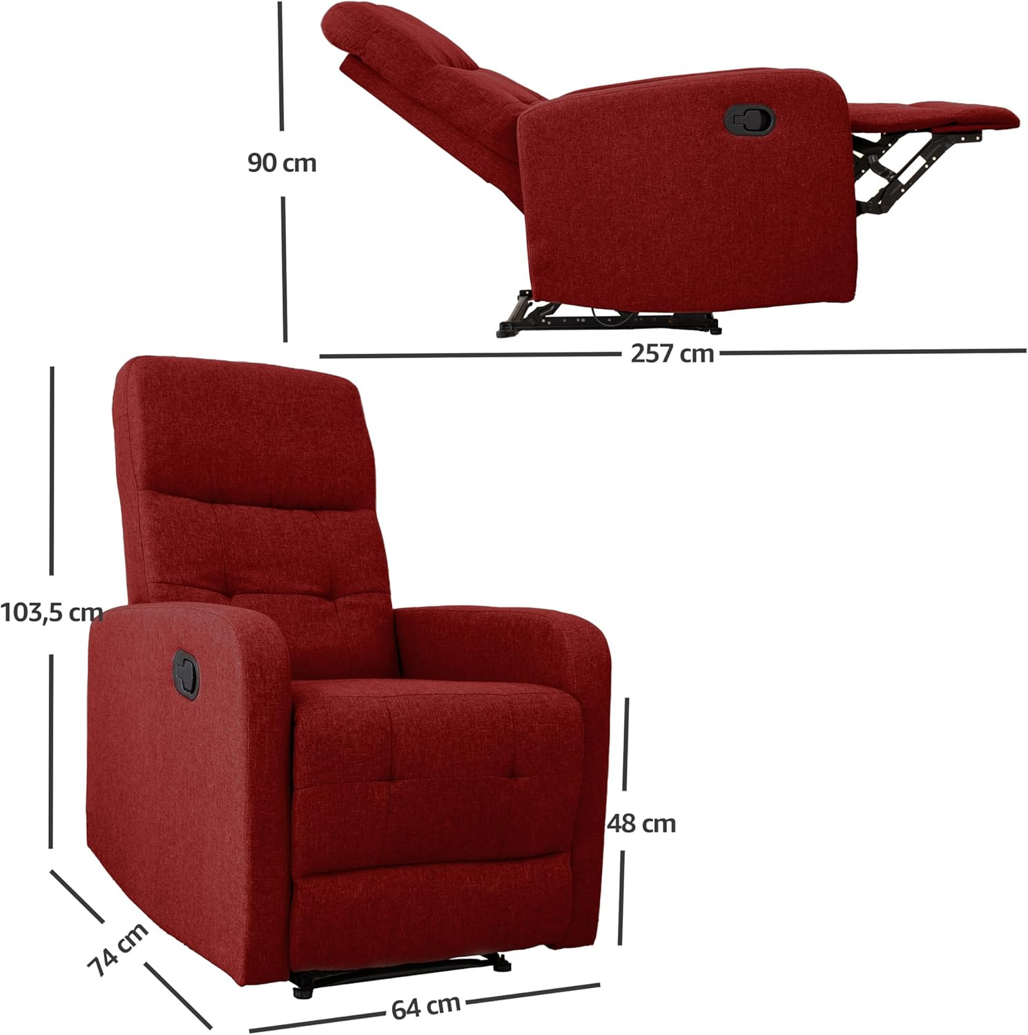 POLTRONA RECLINABILE TESS.BORDEAUX