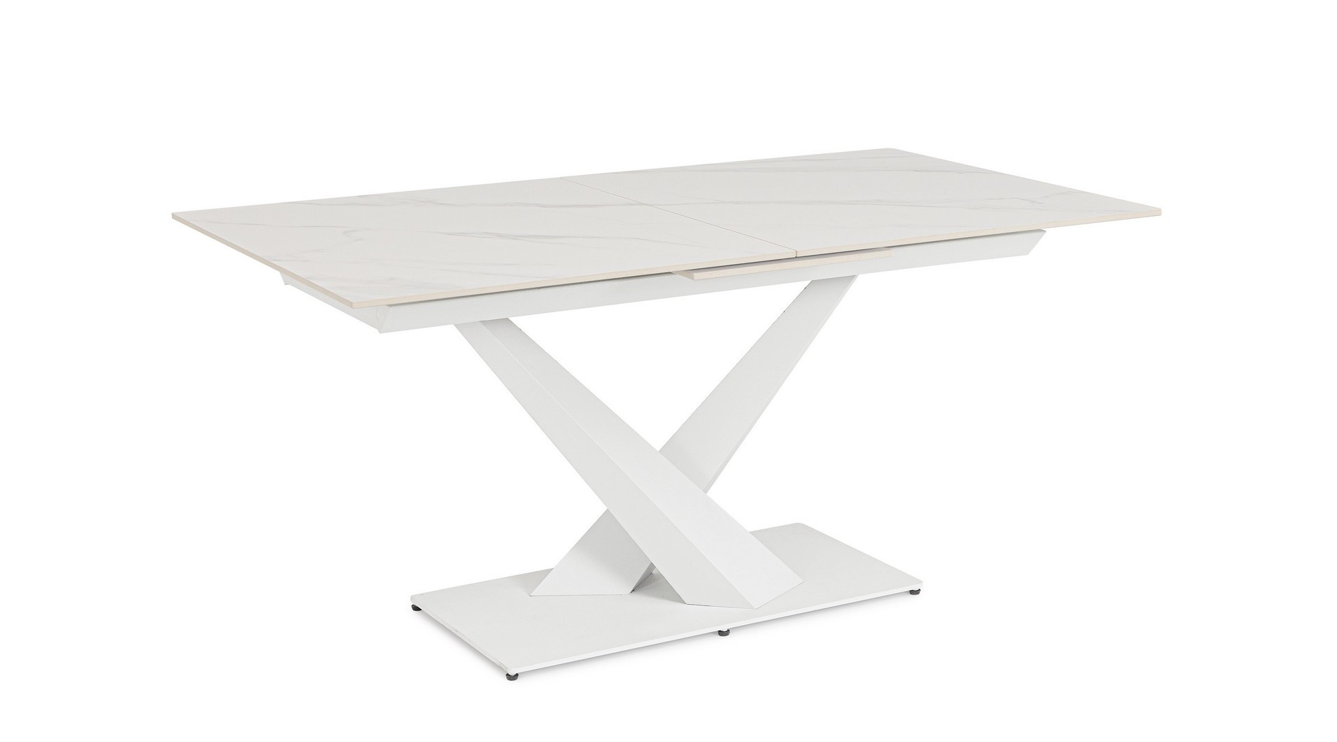 TAVOLO IN GRES EFF.MARMO BIANCO CM.160/200X90X75H