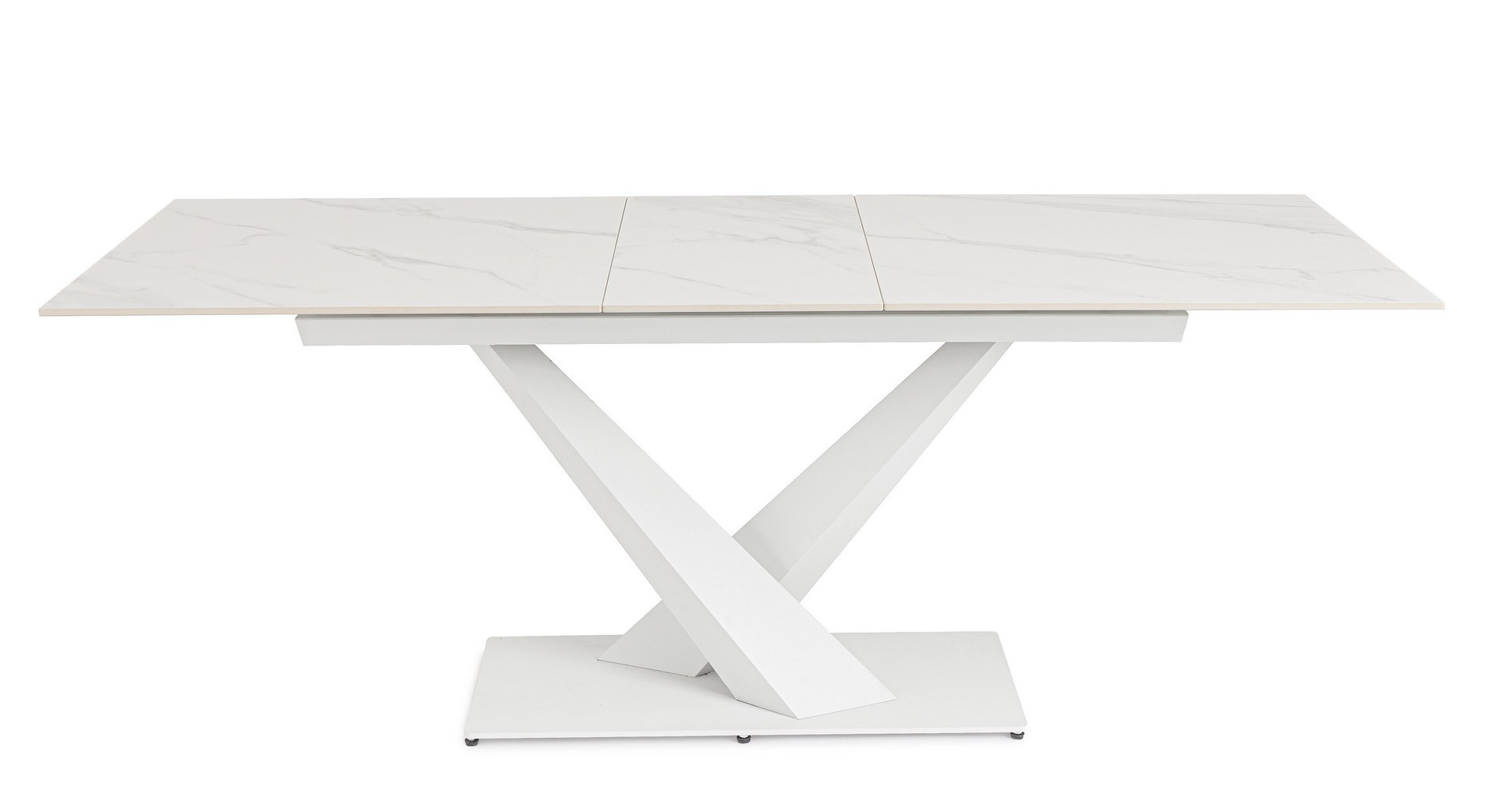 TAVOLO IN GRES EFF.MARMO BIANCO CM.160/200X90X75H