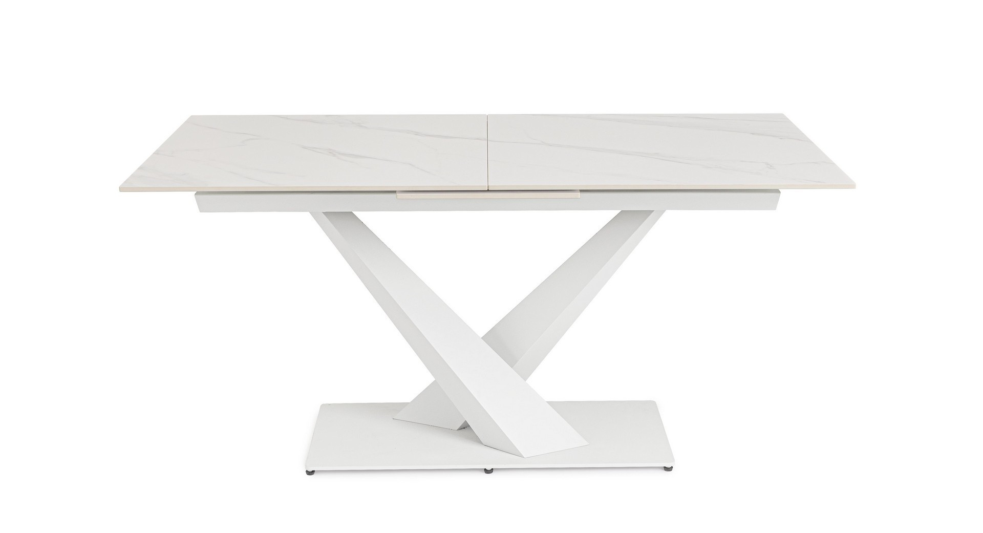 TAVOLO IN GRES EFF.MARMO BIANCO CM.160/200X90X75H