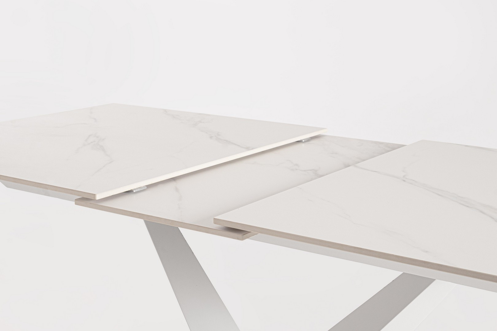 TAVOLO IN GRES EFF.MARMO BIANCO CM.160/200X90X75H