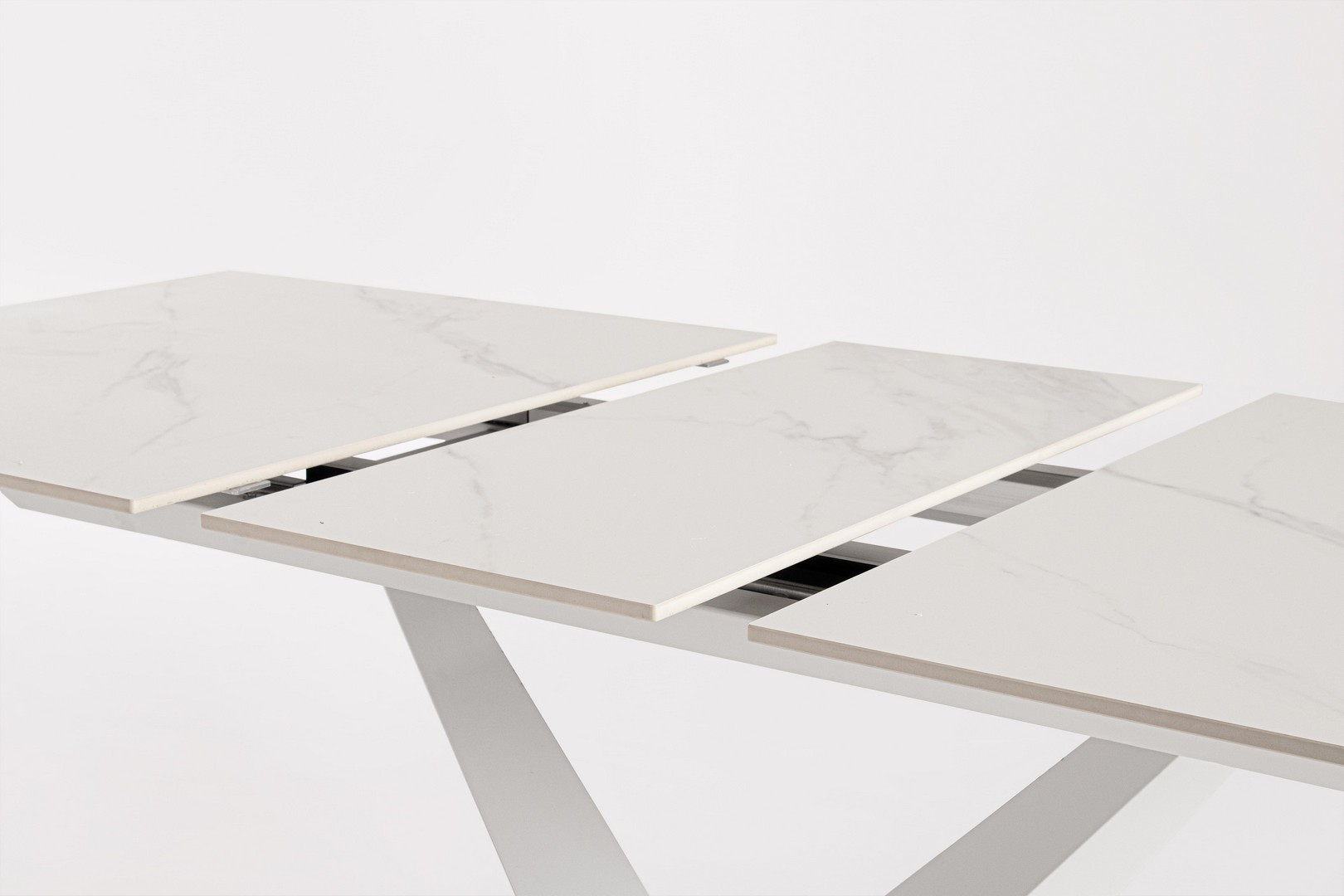 TAVOLO IN GRES EFF.MARMO BIANCO CM.160/200X90X75H