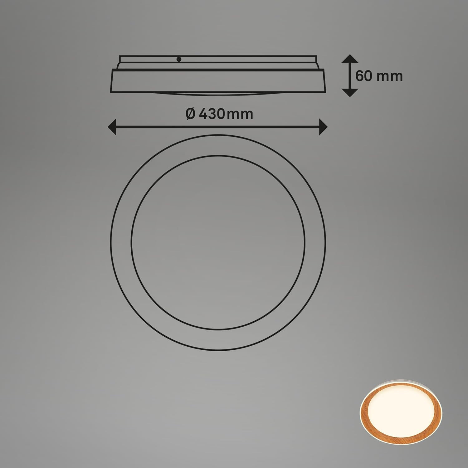 IJUS PLAFONIERA LED 24W 3K D.43 BIANCO/LEGNO