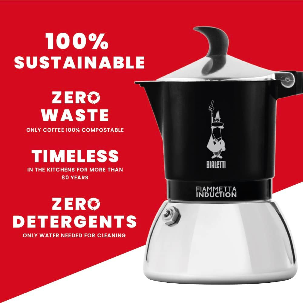 CAFFETTIERA FIAMMETTA TZ.2 NERA BIALETTI INDUZIONE