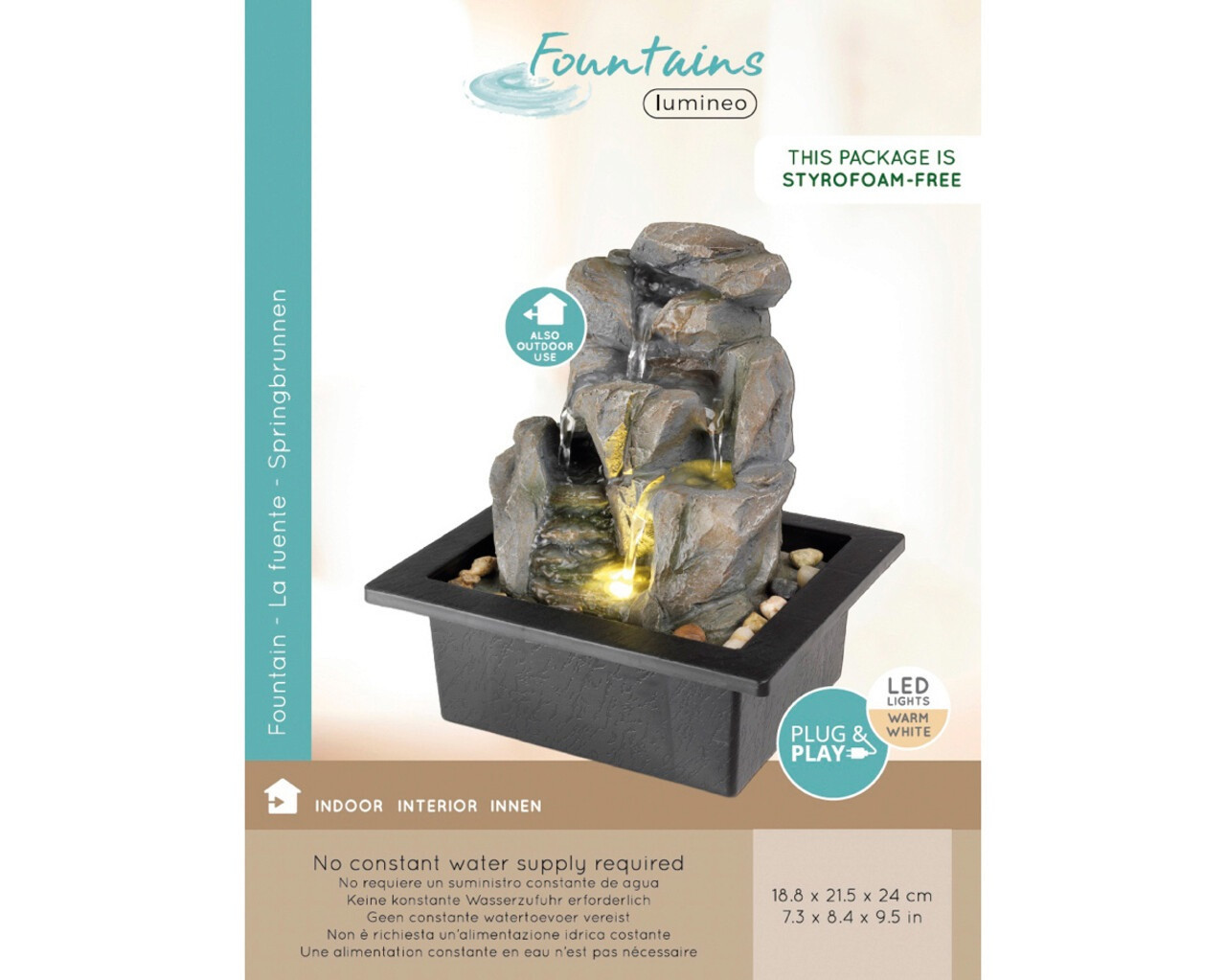 FONTANA POL.CM.18.8X21.5X24H GRIGIA L.CALDA