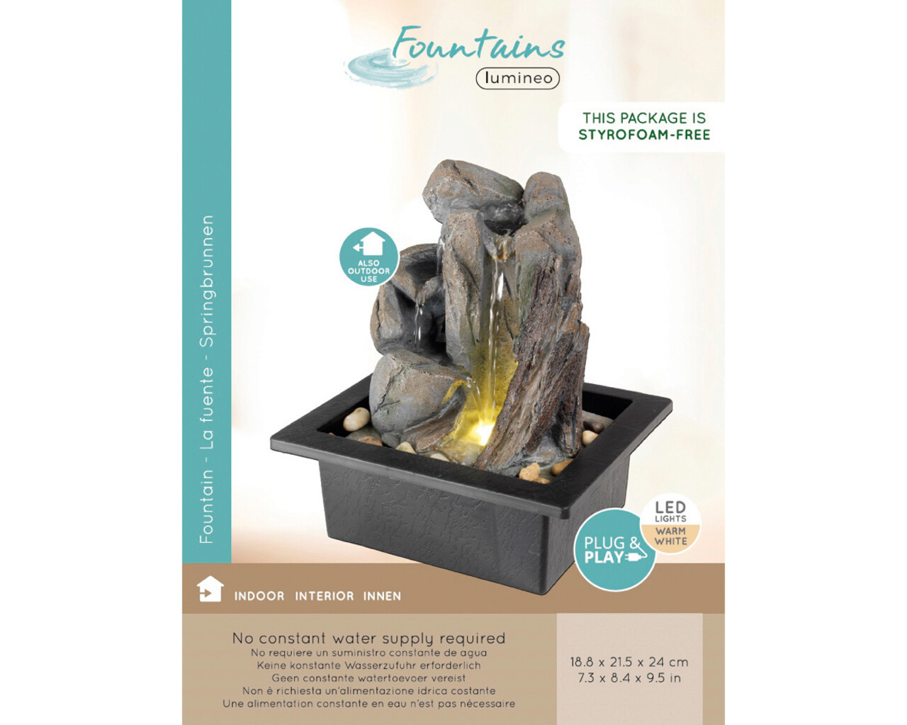 FONTANA POL.CM.18.8X21.5X24H GRIGIA LUCE CALDA