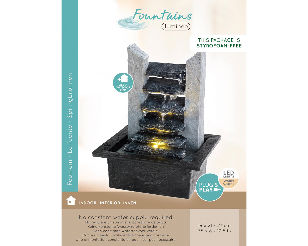 FONTANA POL.CM.19X21X27H MARRONE LUCE CALDA
