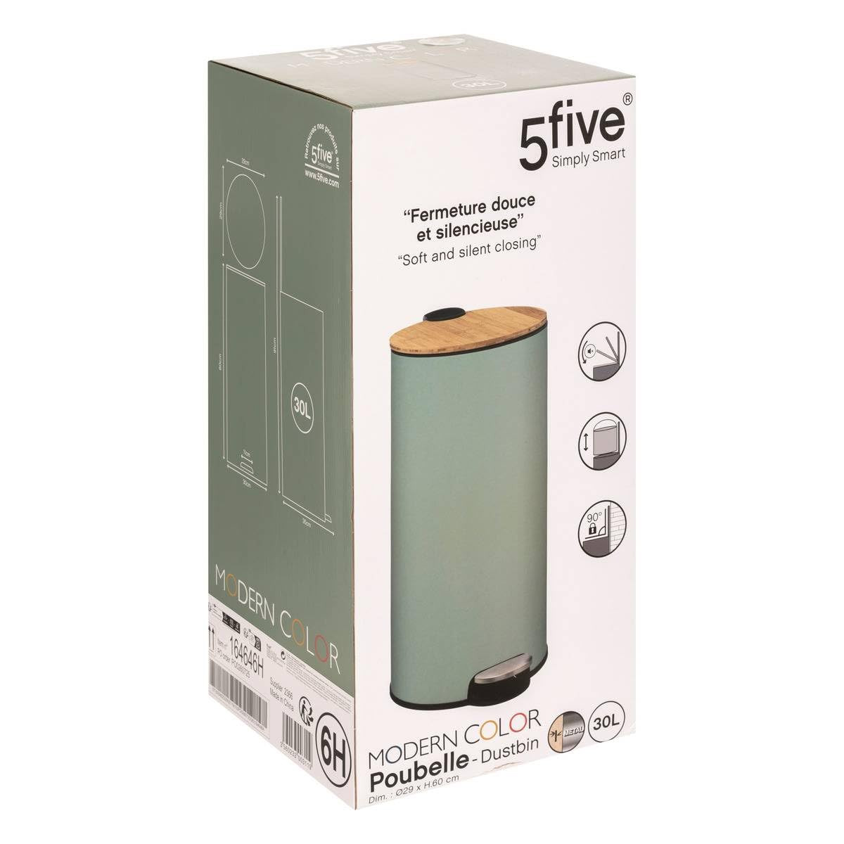 PATTUMIERA PEDALE 30L.METALLO BAMBOO VERDE