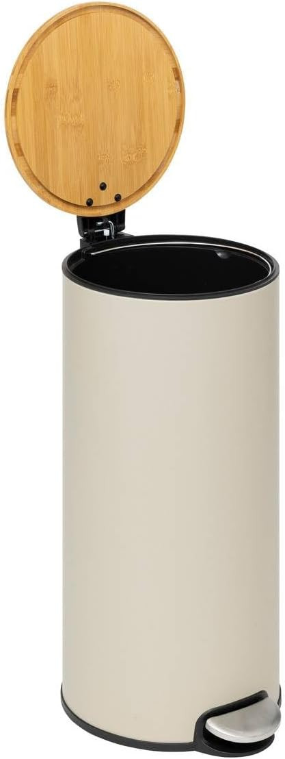 PATTUMIERA PEDALE 30L.METALLO BAMBOO BEIGE LINO